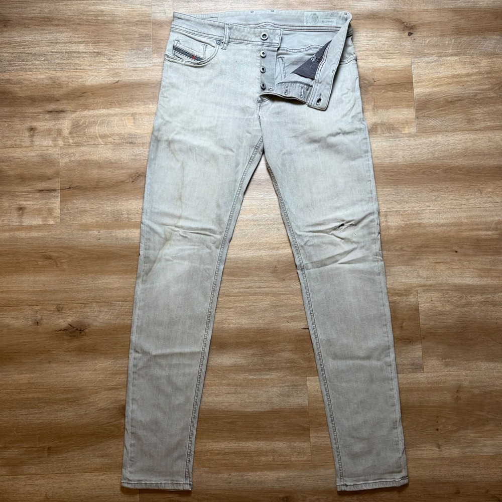 Diesel Sleenker Jeans Mens 31x32 Grey Slim Skinny Stretch Distressed Italy 0678Z